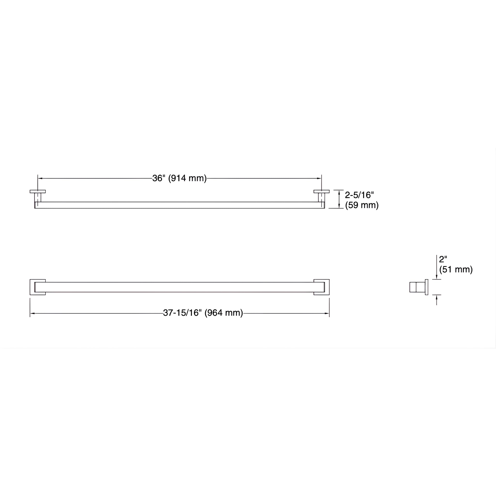 KOHLER SQUARE GRAB BAR BRUSHED BRASS (MULTIPLE SIZES AVAILABLE)