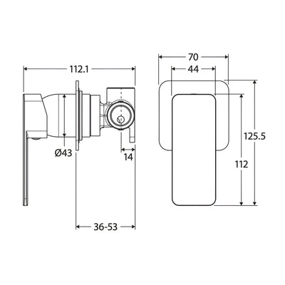 FIENZA TONO LEAD FREE WALL MIXER SQUARE PLATE MATTE BLACK