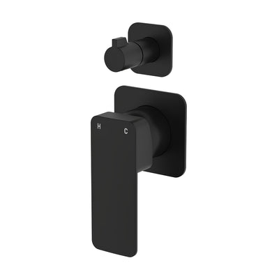 FIENZA TONO LEAD FREE WALL DIVERTER MIXER SQUARE PLATES MATTE BLACK