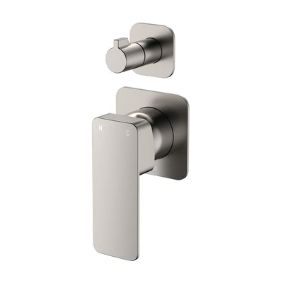 FIENZA TONO LEAD FREE WALL DIVERTER MIXER SQUARE PLATES BRUSHED NICKEL