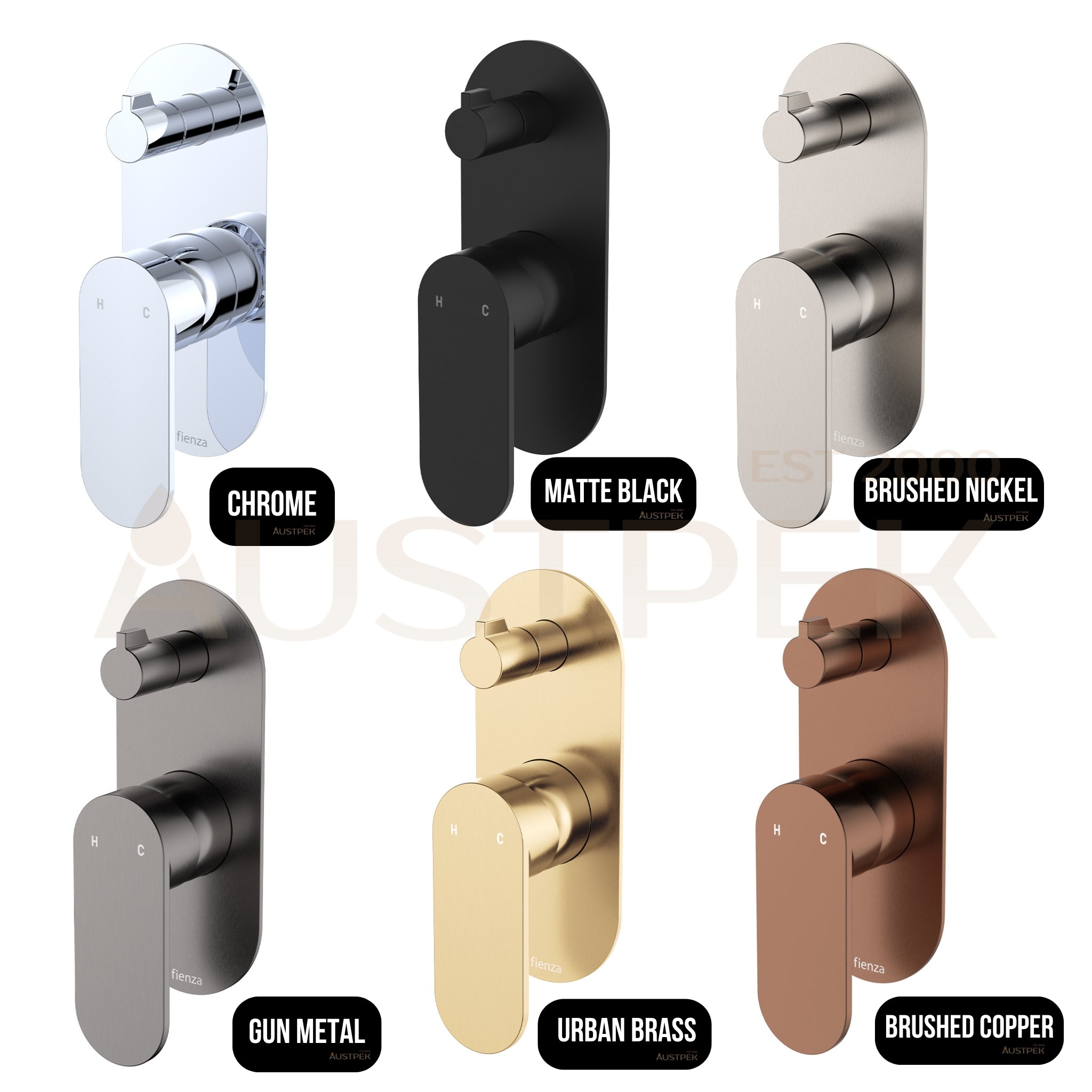FIENZA EMPIRE SLIM LEAD FREE WALL DIVERTER MIXER LARGE OVAL PLATE BRUSHED COPPER