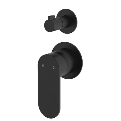 FIENZA EMPIRE SLIM LEAD FREE WALL DIVERTER MIXER SMALL ROUND PLATES MATTE BLACK