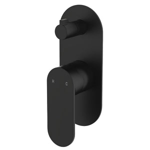 FIENZA EMPIRE SLIM LEAD FREE WALL DIVERTER MIXER LARGE OVAL PLATE MATTE BLACK