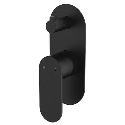 FIENZA EMPIRE SLIM LEAD FREE WALL DIVERTER MIXER LARGE OVAL PLATE MATTE BLACK