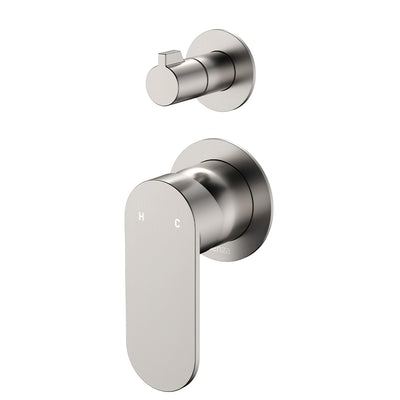 FIENZA EMPIRE SLIM LEAD FREE WALL DIVERTER MIXER SMALL ROUND PLATES BRUSHED NICKEL