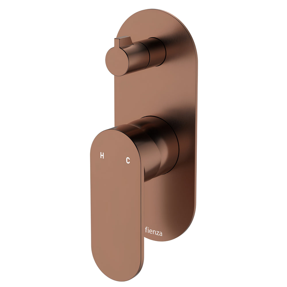FIENZA EMPIRE SLIM LEAD FREE WALL DIVERTER MIXER LARGE OVAL PLATE BRUSHED COPPER