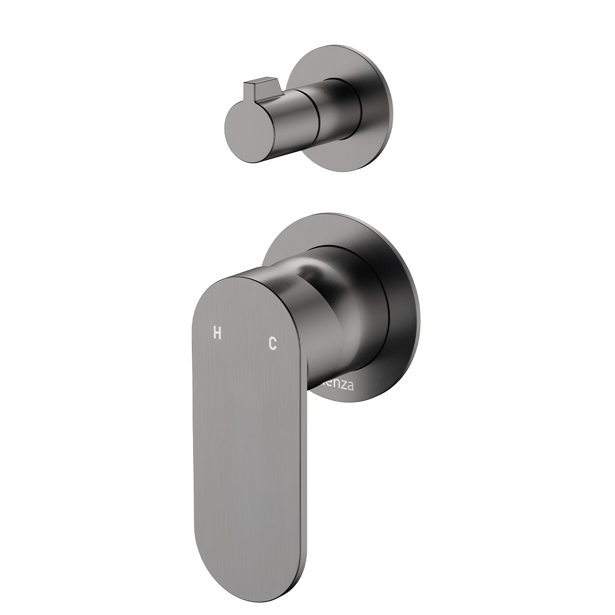 FIENZA EMPIRE SLIM LEAD FREE WALL DIVERTER MIXER SMALL ROUND PLATES GUN METAL