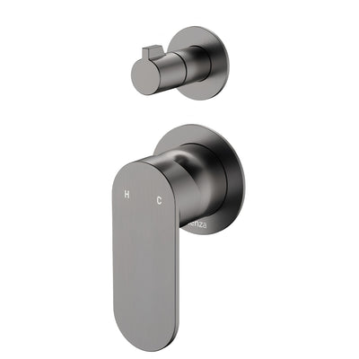 FIENZA EMPIRE SLIM LEAD FREE WALL DIVERTER MIXER SMALL ROUND PLATES GUN METAL