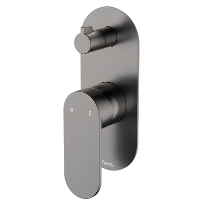 FIENZA EMPIRE SLIM LEAD FREE WALL DIVERTER MIXER LARGE OVAL PLATE GUN METAL