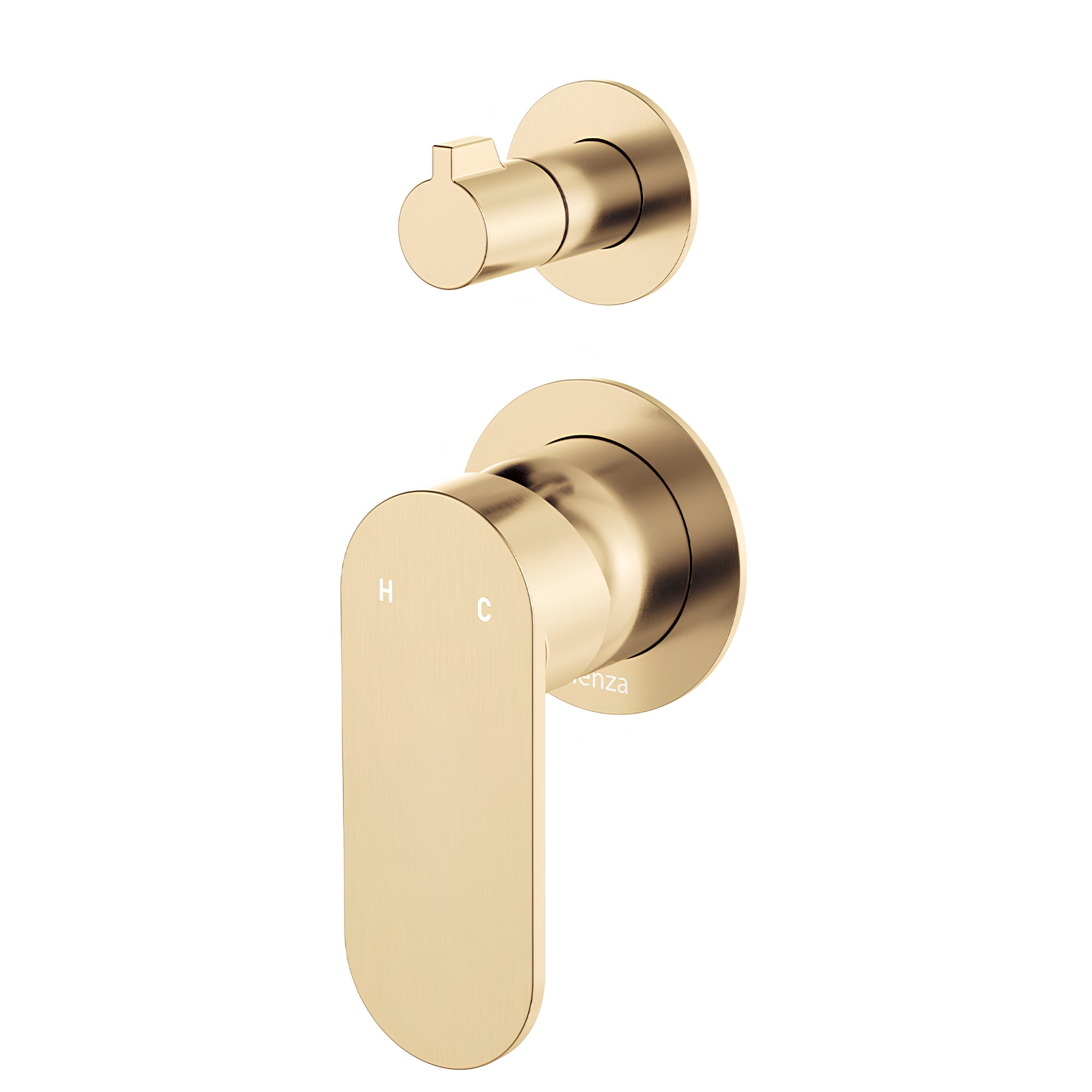 FIENZA EMPIRE SLIM LEAD FREE WALL DIVERTER MIXER SMALL ROUND PLATES URBAN BRASS