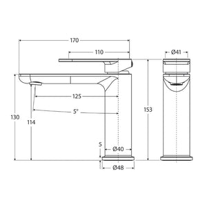 FIENZA EMPIRE SLIM BASIN MIXER 153MM URBAN BRASS