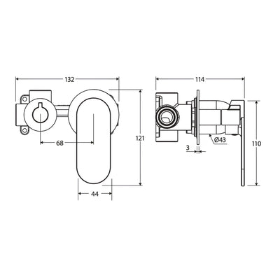 FIENZA EMPIRE SLIM LEAD FREE WALL DIVERTER MIXER SMALL ROUND PLATES 132MM MATTE BLACK