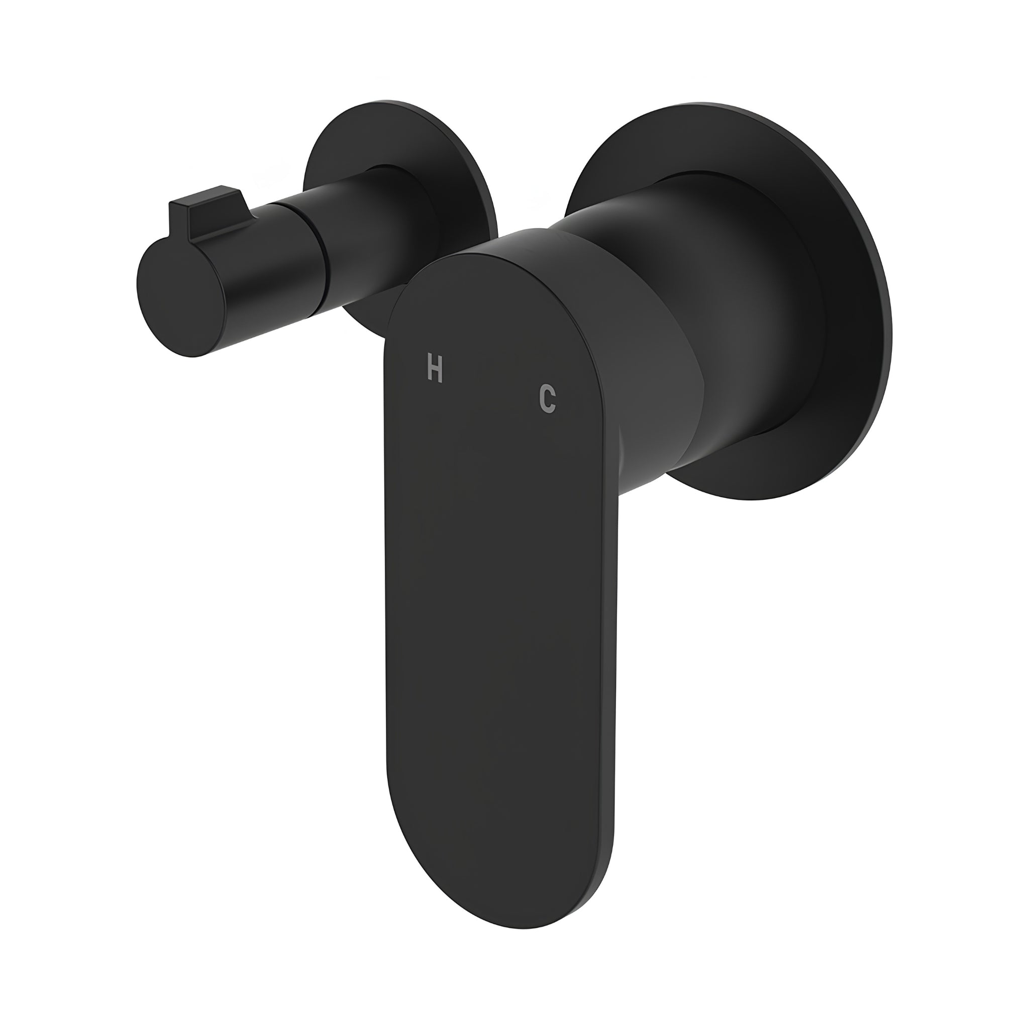 FIENZA EMPIRE SLIM LEAD FREE WALL DIVERTER MIXER SMALL ROUND PLATES 132MM MATTE BLACK