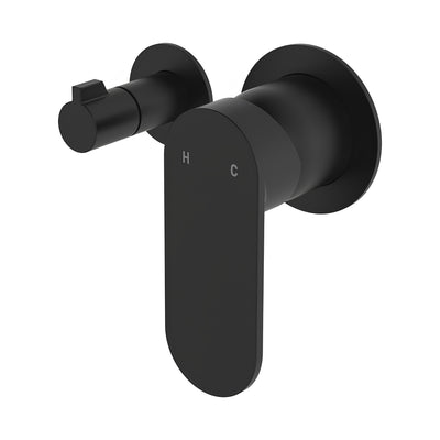FIENZA EMPIRE SLIM LEAD FREE WALL DIVERTER MIXER SMALL ROUND PLATES 132MM MATTE BLACK