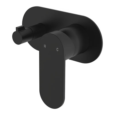 FIENZA EMPIRE SLIM LEAD FREE WALL DIVERTER MIXER LARGE OVAL PLATE 150MM MATTE BLACK