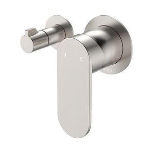 FIENZA EMPIRE SLIM LEAD FREE WALL DIVERTER MIXER SMALL ROUND PLATES 132MM BRUSHED NICKEL