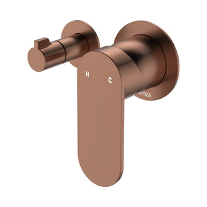 FIENZA EMPIRE SLIM LEAD FREE WALL DIVERTER MIXER SMALL ROUND PLATES 132MM BRUSHED COPPER