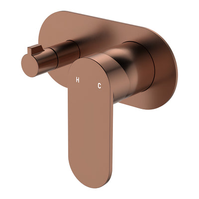 FIENZA EMPIRE SLIM LEAD FREE WALL DIVERTER MIXER LARGE OVAL PLATE 150MM BRUSHED COPPER