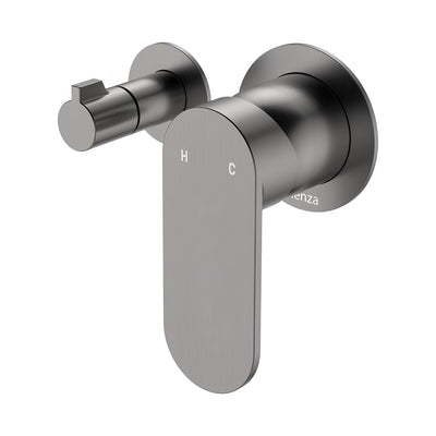 FIENZA EMPIRE SLIM LEAD FREE WALL DIVERTER MIXER SMALL ROUND PLATES 132MM GUN METAL