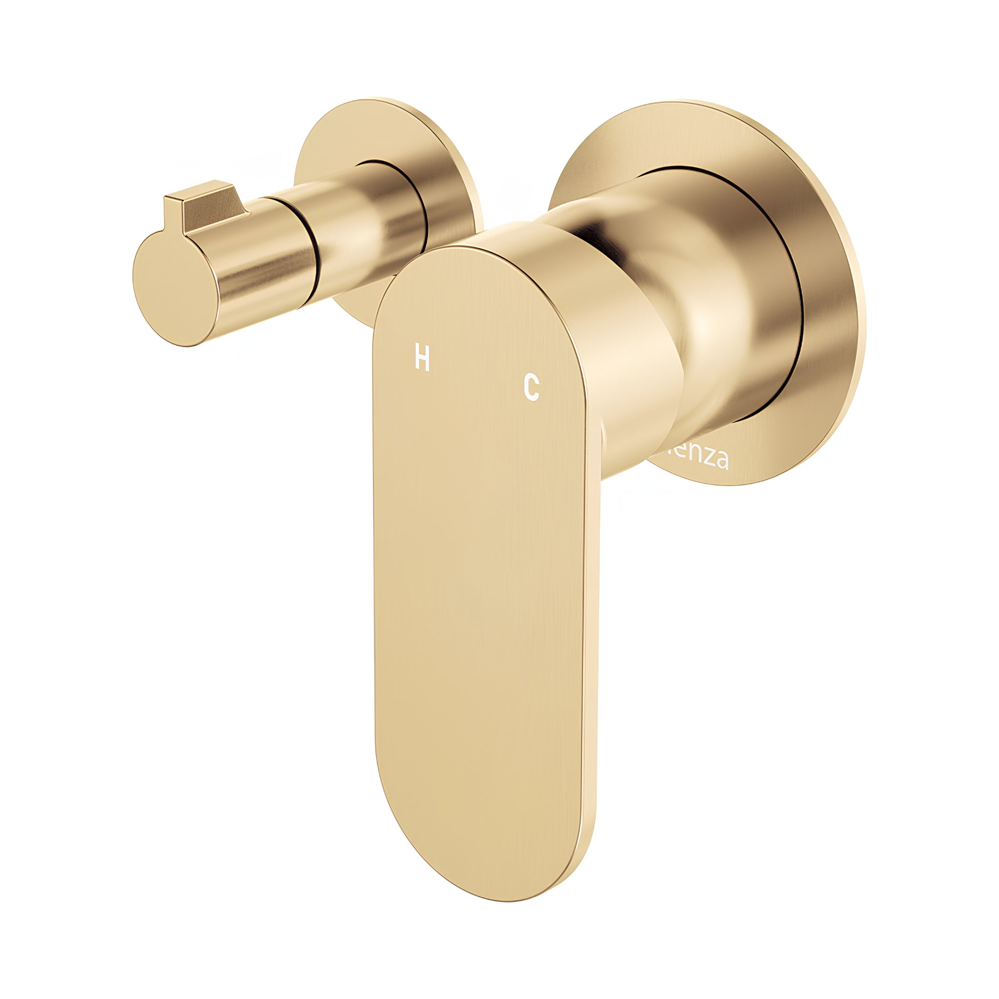 FIENZA EMPIRE SLIM LEAD FREE WALL DIVERTER MIXER SMALL ROUND PLATES 132MM URBAN BRASS