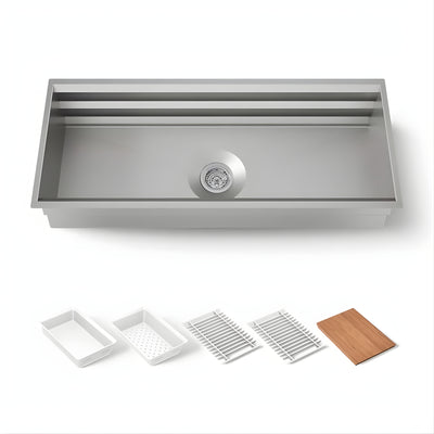 KOHLER PROLIFIC UNDERMOUNT SINGLE BOWL WORKSTATION KITCHEN SINK STAINLESS STEEL 1118MM