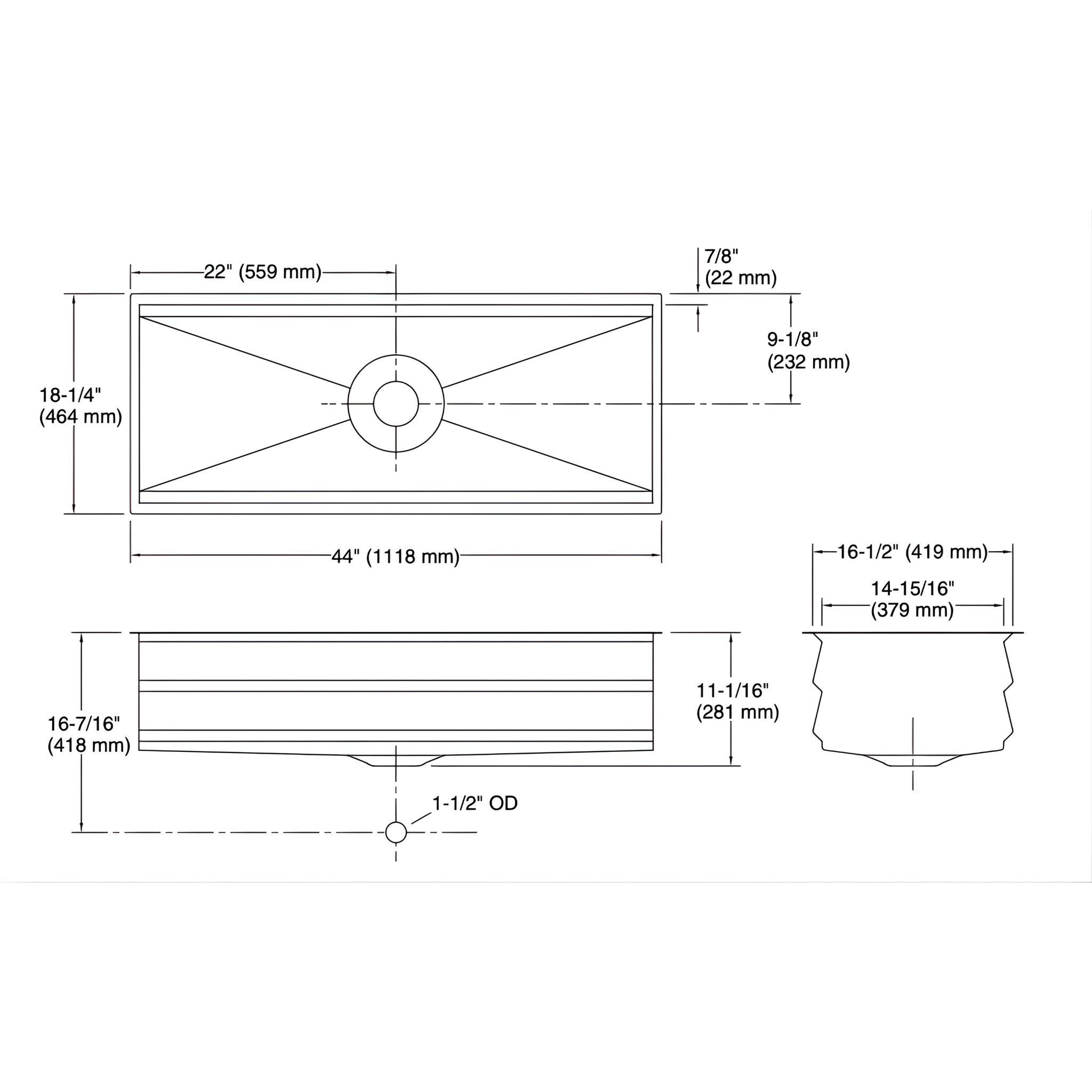 KOHLER PROLIFIC UNDERMOUNT SINGLE BOWL WORKSTATION KITCHEN SINK STAINLESS STEEL 1118MM