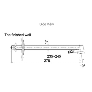 KOHLER COMPONENTS WALL MOUNT ROW BASIN SPOUT 245MM CHROME
