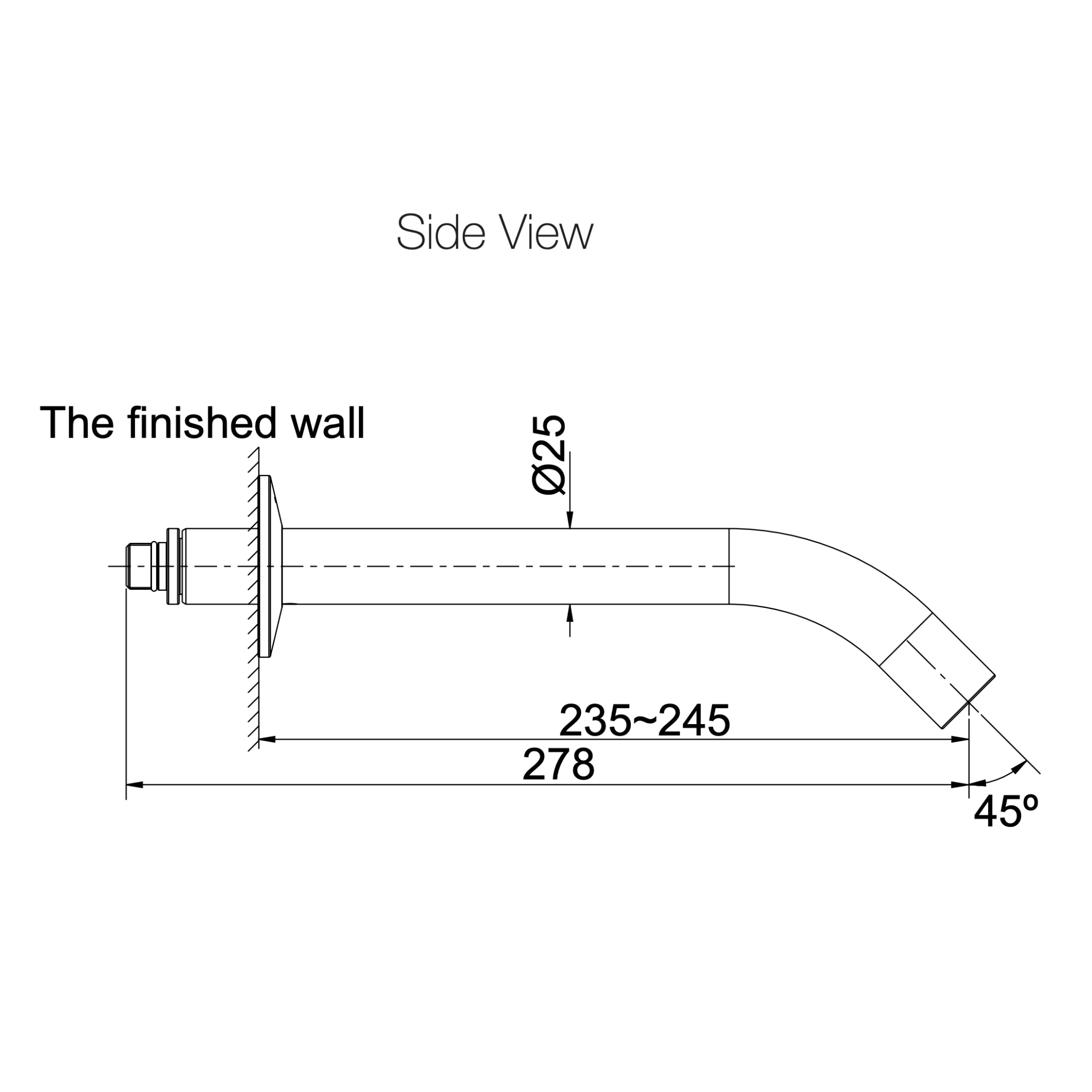 KOHLER COMPONENTS WALL BASIN / BATH OUTLET 278MM CHROME