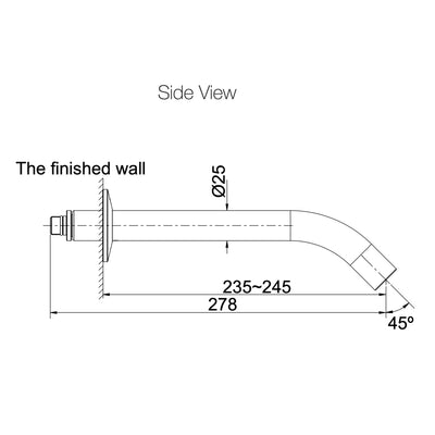 KOHLER COMPONENTS WALL MOUNT TUBE BASIN SPOUT 245MM CHROME