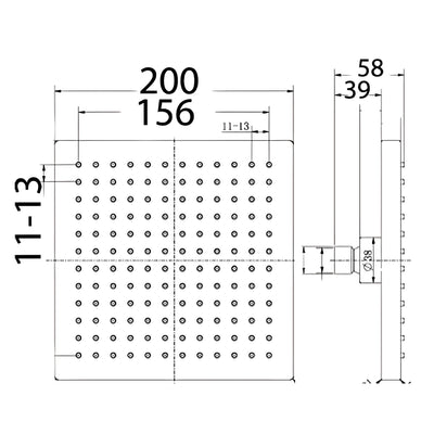 IKON ROSA SHOWER HEAD 200MM BRUSHED NICKEL