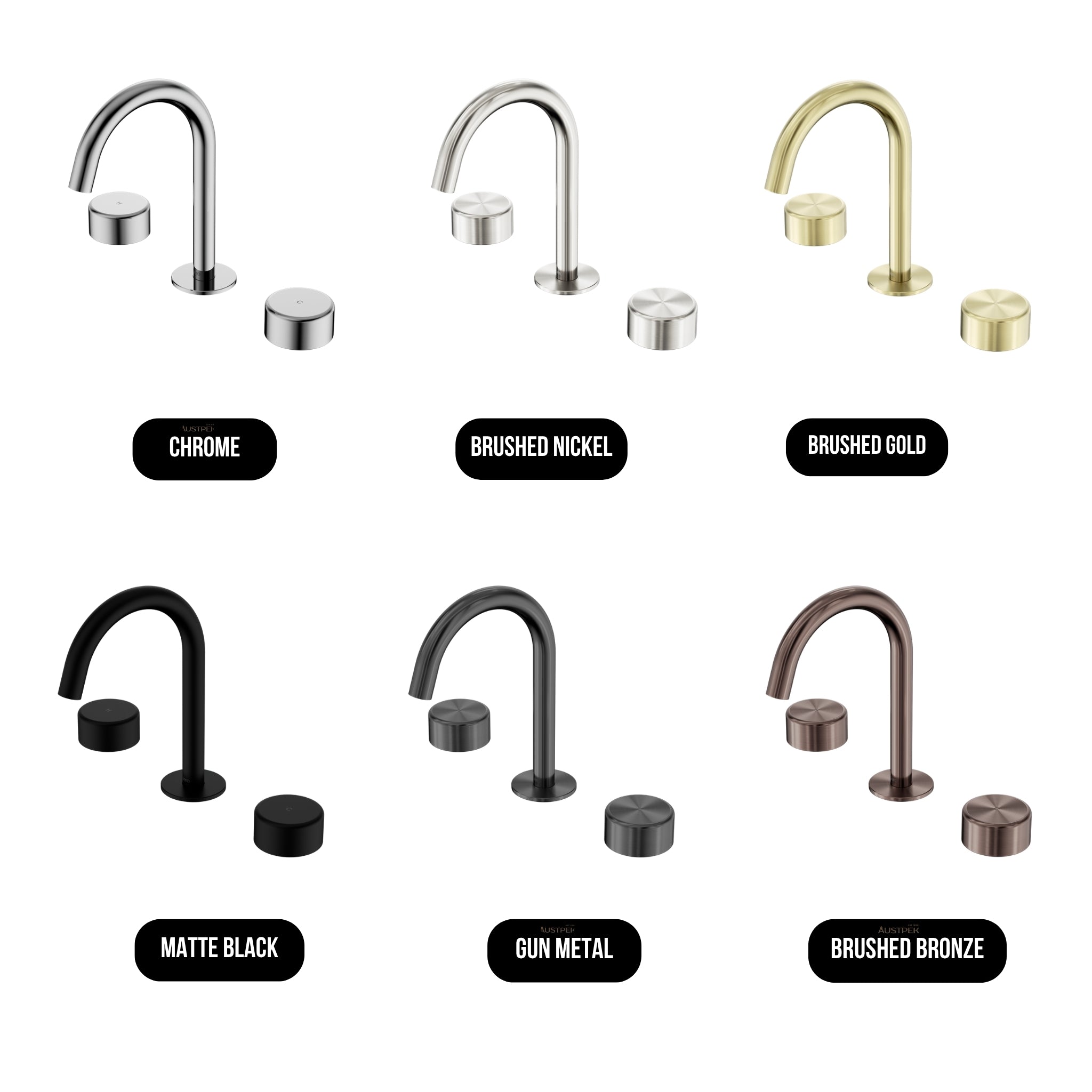 NERO SERENITY BASIN SET ARC SPOUT WITH METAL HANDLE 210MM BRUSHED GOLD