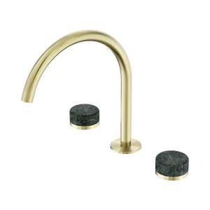 NERO SERENITY BATH/KITCHEN SET ARC SPOUT WITH VERDE ALPI HANDLE 260MM BRUSHED GOLD