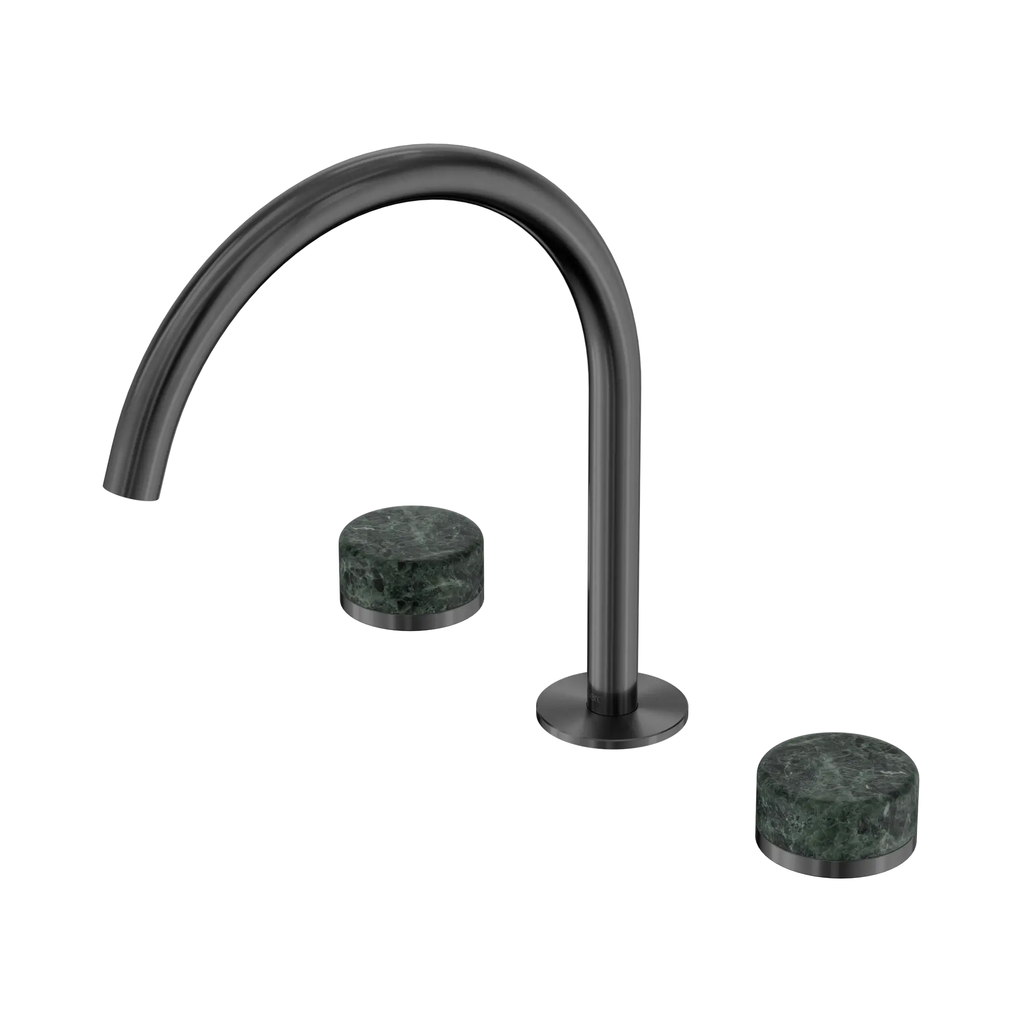 NERO SERENITY BATH/KITCHEN SET ARC SPOUT WITH VERDE ALPI HANDLE 260MM GUN METAL