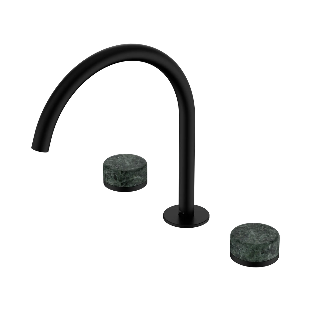 NERO SERENITY BATH/KITCHEN SET ARC SPOUT WITH VERDE ALPI HANDLE 260MM MATTE BLACK