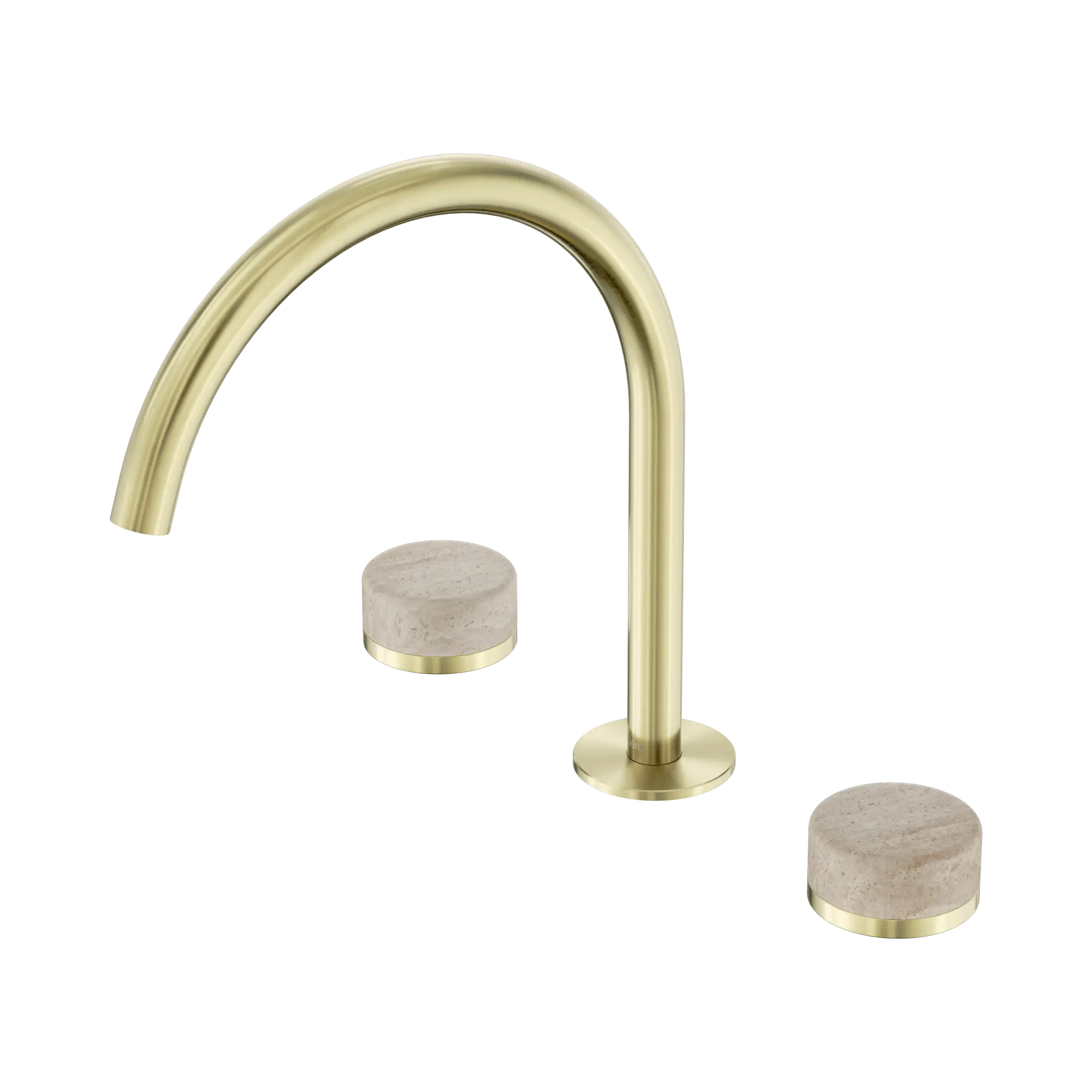 NERO SERENITY BATH/KITCHEN SET ARC SPOUT WITH ROME TRAVERTINE HANDLE BRUSHED GOLD