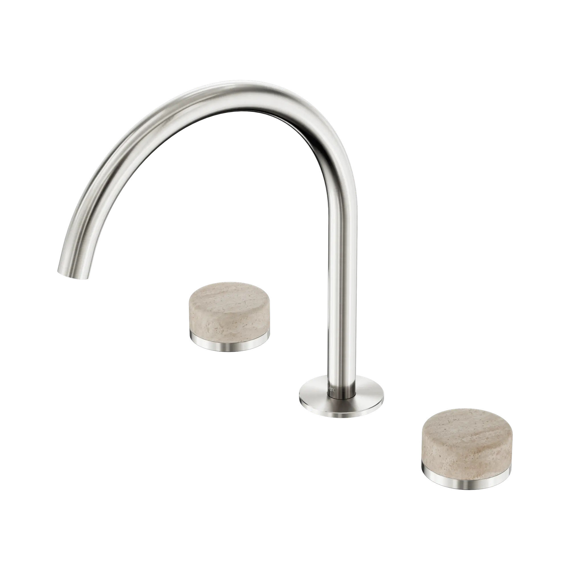 NERO SERENITY BATH/KITCHEN SET ARC SPOUT WITH ROME TRAVERTINE HANDLE BRUSHED NICKEL