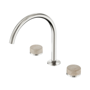 NERO SERENITY BATH/KITCHEN SET ARC SPOUT WITH ROME TRAVERTINE HANDLE BRUSHED NICKEL