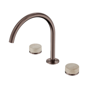 NERO SERENITY BATH/KITCHEN SET ARC SPOUT WITH ROME TRAVERTINE HANDLE BRUSHED BRONZE