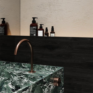 NERO SERENITY PROGRESSIVE BATH/KITCHEN MIXER ARC SPOUT WITH METAL HANDLE 260MM BRUSHED BRONZE