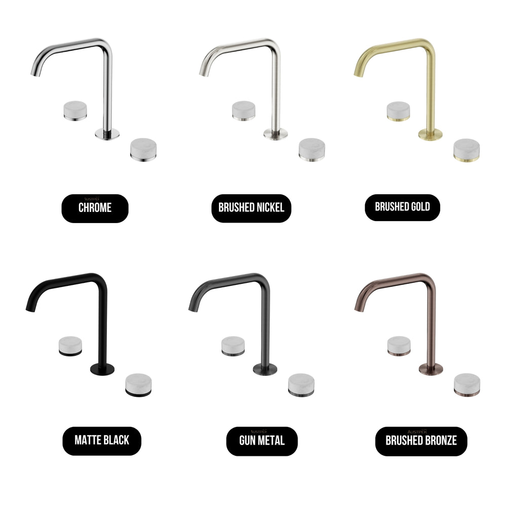 NERO SERENITY BATH/KITCHEN SET EDGE SPOUT WITH CARRARA HANDLE 270MM CHROME