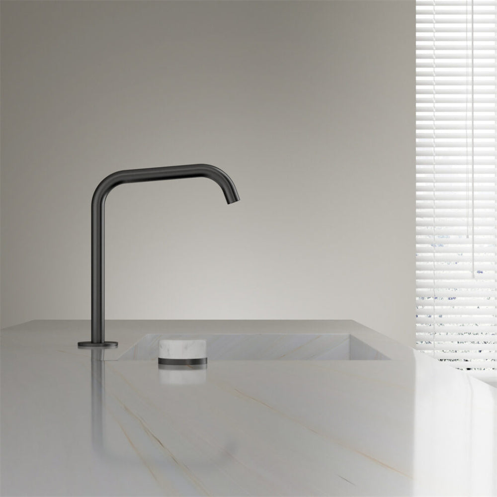 NERO SERENITY PROGRESSIVE BATH/KITCHEN MIXER EDGE SPOUT WITH CARRARA HANDLE 270MM GUN METAL