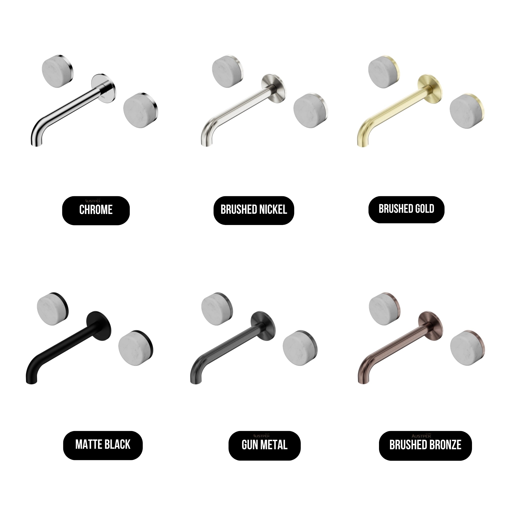 NERO SERENITY WALL BASIN SET SPOUT WITH CARRARA HANDLE GUN METAL (AVAILABLE IN 160MM, 185MM AND 220MM)
