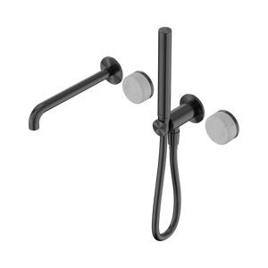 NERO SERENITY PROGRESSIVE SHOWER SYSTEM WITH SPOUT WITH CARRARA HANDLE AND SLIM SHOWER 220MM GUN METAL