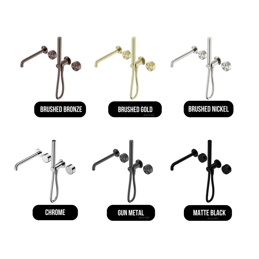 NERO SERENITY PROGRESSIVE SHOWER SYSTEM WITH SPOUT WITH METAL HANDLE AND SLIM SHOWER 220MM BRUSHED BRONZE