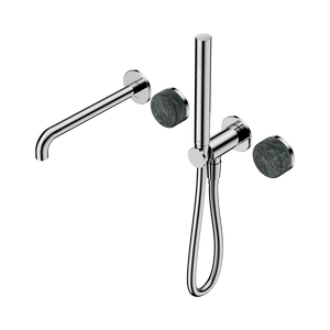NERO SERENITY PROGRESSIVE SHOWER SYSTEM WITH SPOUT WITH VERDE ALPI HANDLE AND SLIM SHOWER 220MM CHROME