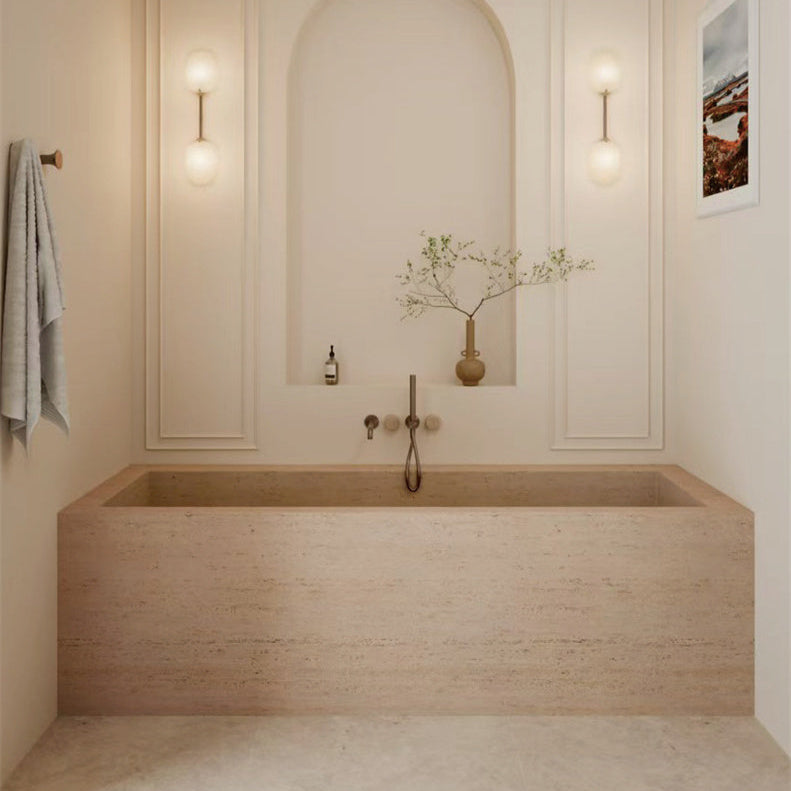 NERO SERENITY PROGRESSIVE SHOWER SYSTEM WITH SPOUT WITH ROME TRAVERTINE HANDLE AND SLIM SHOWER 220MM BRUSHED BRONZE