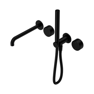 NERO SERENITY PROGRESSIVE SHOWER SYSTEM WITH SPOUT WITH METAL HANDLE AND SLIM SHOWER 220MM MATTE BLACK