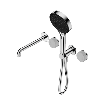 NERO SERENITY PROGRESSIVE SHOWER SYSTEM WITH SPOUT WITH CARRARA HANDLE AND SERENITY HAND SHOWER CHROME