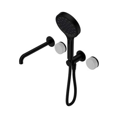 NERO SERENITY PROGRESSIVE SHOWER SYSTEM WITH SPOUT WITH CARRARA HANDLE AND SERENITY HAND SHOWER MATTE BLACK