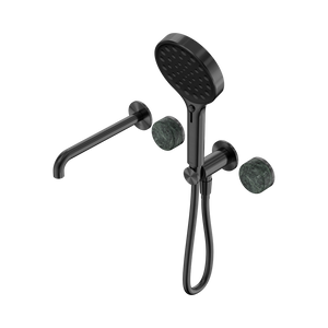 NERO SERENITY PROGRESSIVE SHOWER SYSTEM WITH SPOUT WITH VERDE ALPI HANDLE AND SERENITY HAND SHOWER GUN METAL